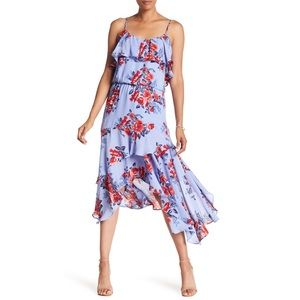 Parker Midi Floral Print Handkerchief Dress Large